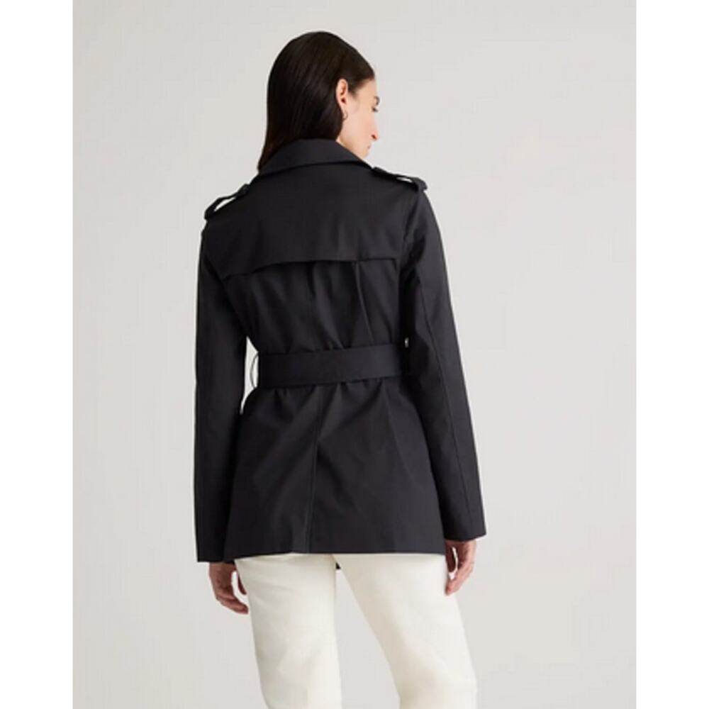 Quince Women Comfort Stretch Short Trench Coat Black Size L - Picture 4 of 8